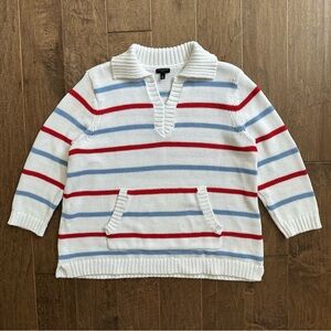 Talbots Johnny Collar Knit Striped Pullover Sweater